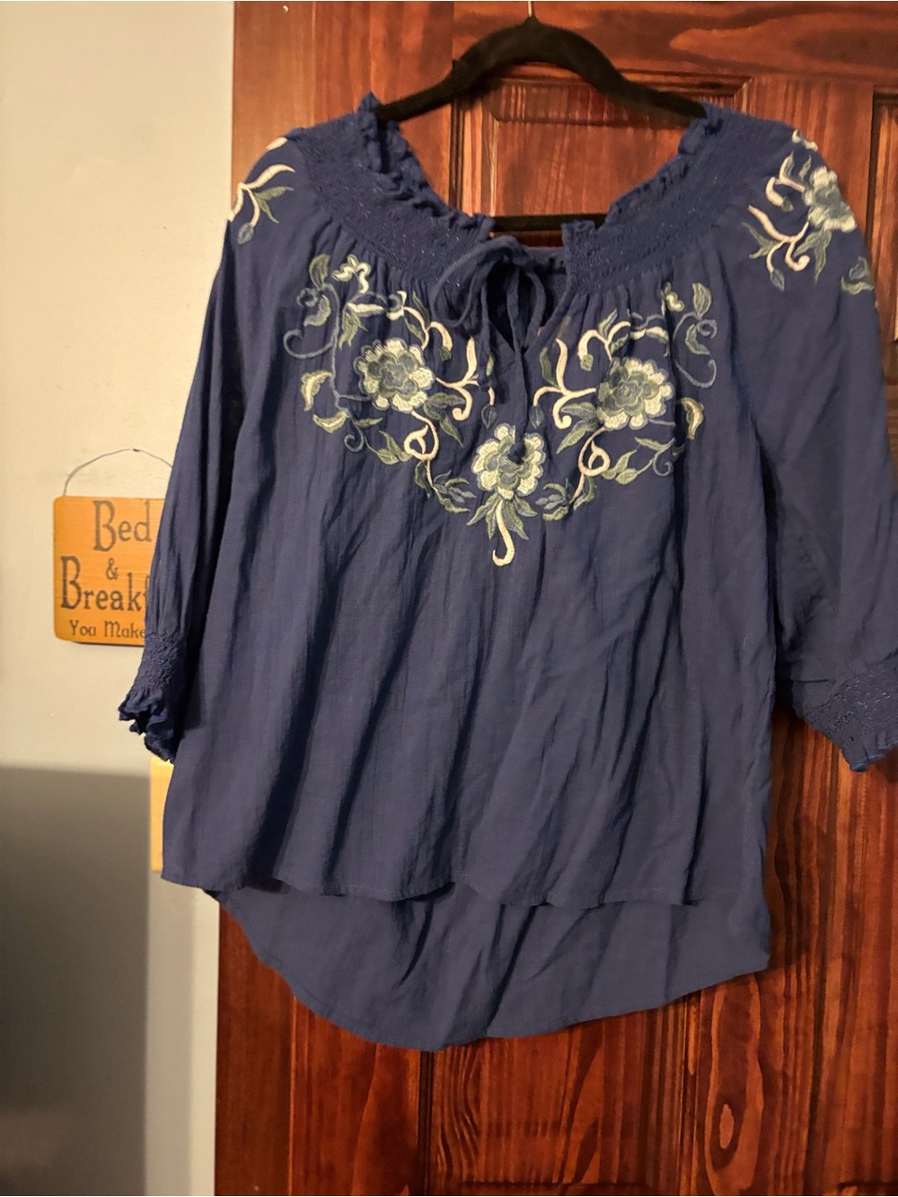 Sundance Blue Embroidered Peasant Tunic